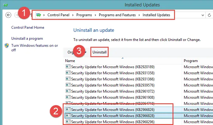 .NET Framework 3.5 uninstalling Windows Updates
