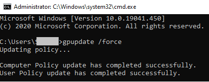 cmd gpupdate force