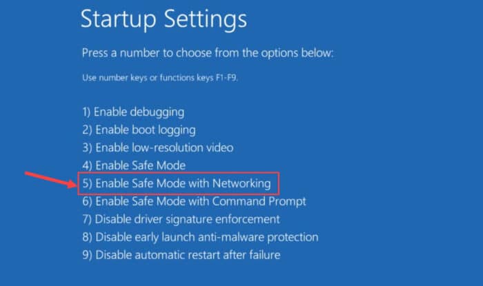 Enable safe mode with networking 1