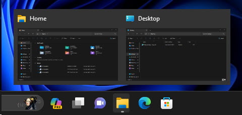 Grouped taskbar icon expanding to show windows of the same app