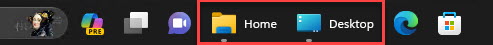 Ungrouped taskbar icons with labeles