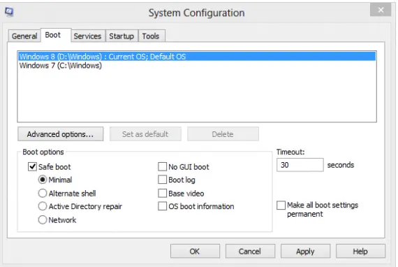 Start Windows8 in safe mode