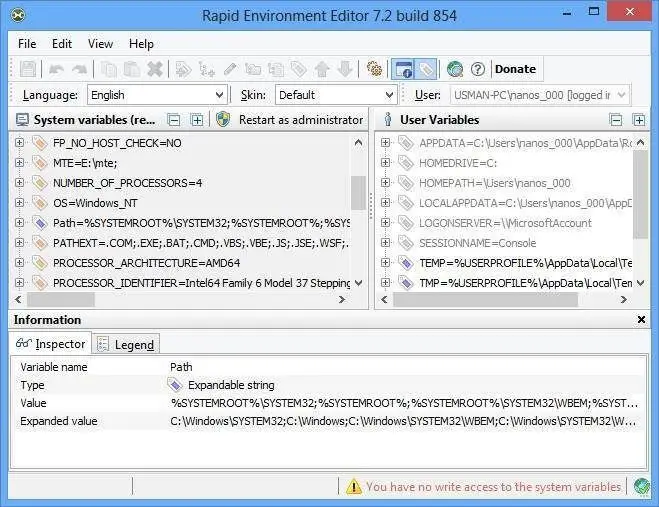 System Environment Variables Vista