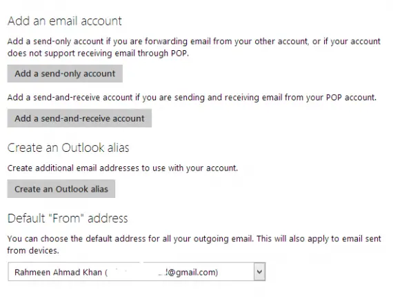 set default sender in outlook