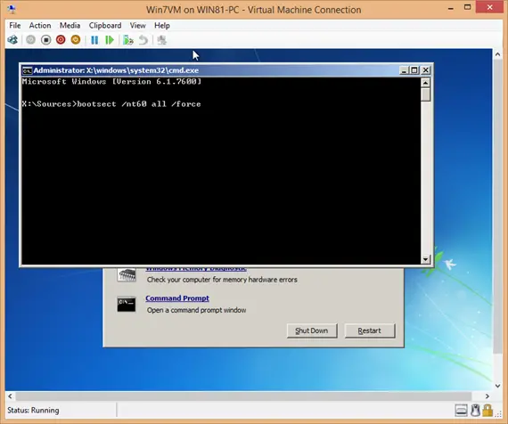 Windows 7 command to fix black screen