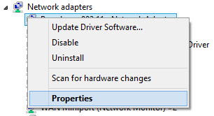 Right click device in device manager