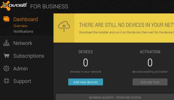 Avast for Business management console add new devices