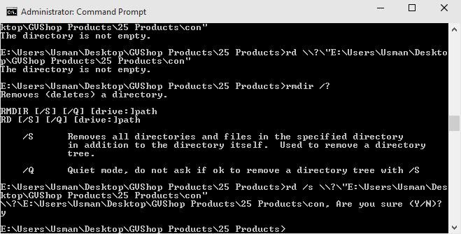 removing the con directory in Windows