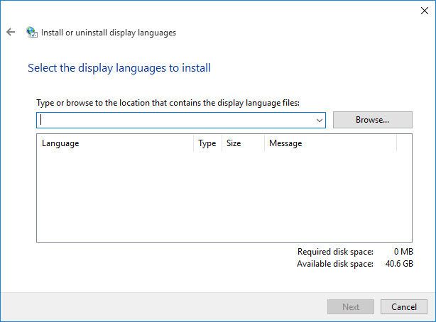 lpksetup language pack installation