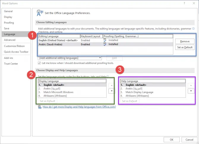 office language pack 2016