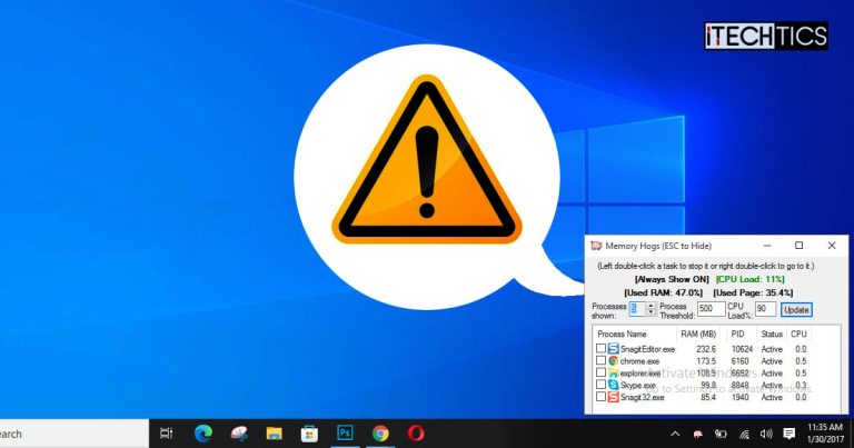 Get CPU And RAM Load Alerts With Memory Hogs