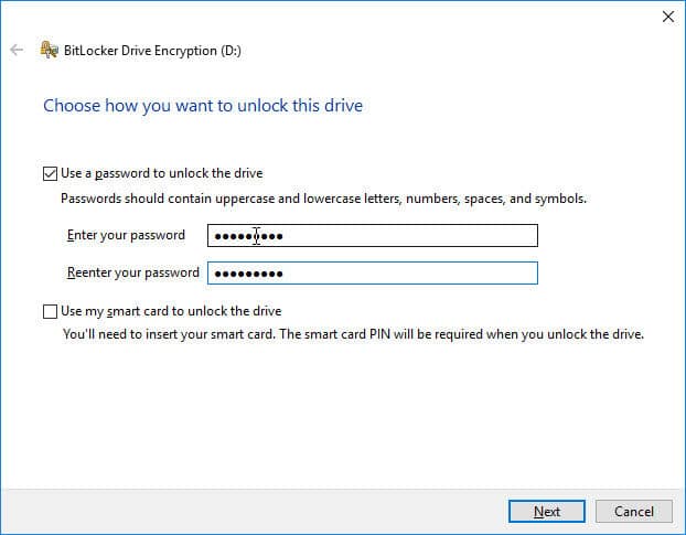 Choose how to unlock this drive