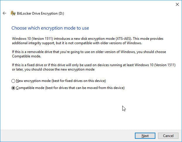 How To Password Protect A USB Drive Using BitLocker 5 Choose the encryption mode to use