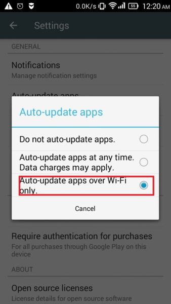 Auto-update apps over Wifi Auto-update apps over Wifi
