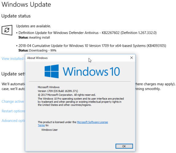 feature update to windows 10 pro version 1709 download