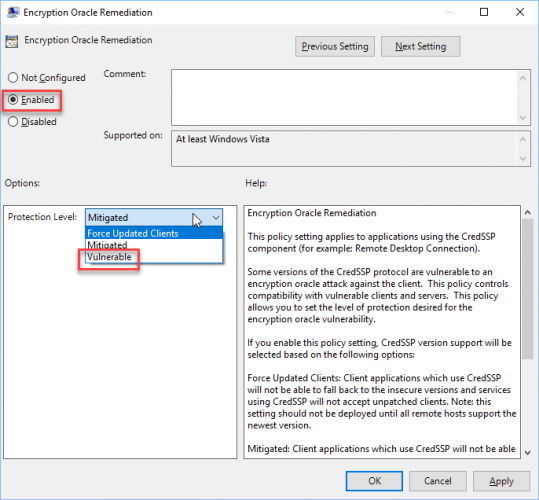 Encryption Oracle Remediation policy