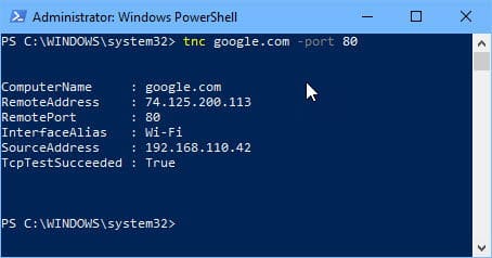 Checking open port using PowerShell