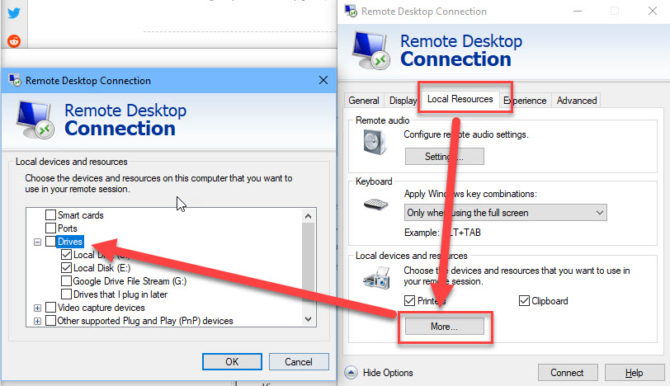 Remote Desktop Connection sharing host drives with VM