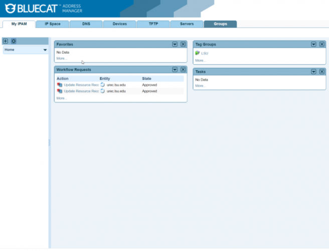 BlueCat IPAM dashboard