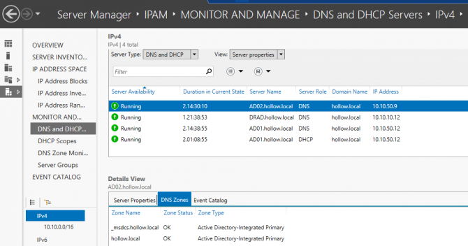 Microsoft IPAM DNS and DHCP Servers monitoring