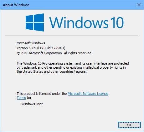 Windows 10 October 2018 Update (1809) Release Date And New Features 1 Windows 10 Version 1809 winver