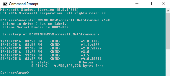 2 Ways To Check .Net Framework Version Using Command Line