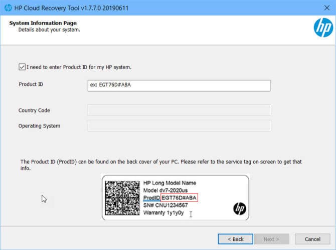 HP Cloud Recovery Tool