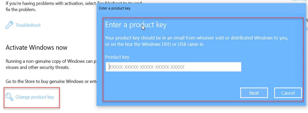 Enter a product key