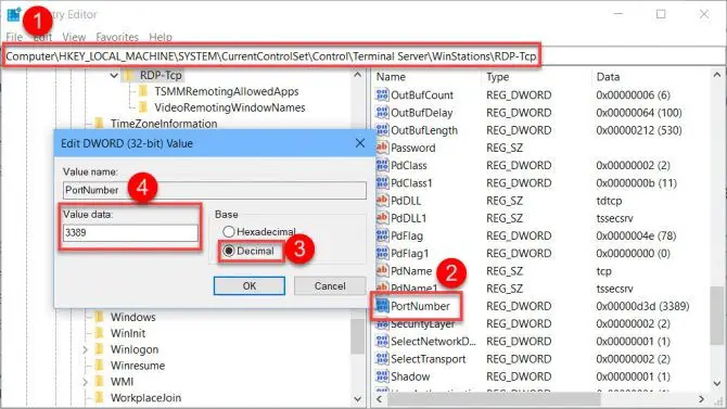 Steps to change default RDP port number