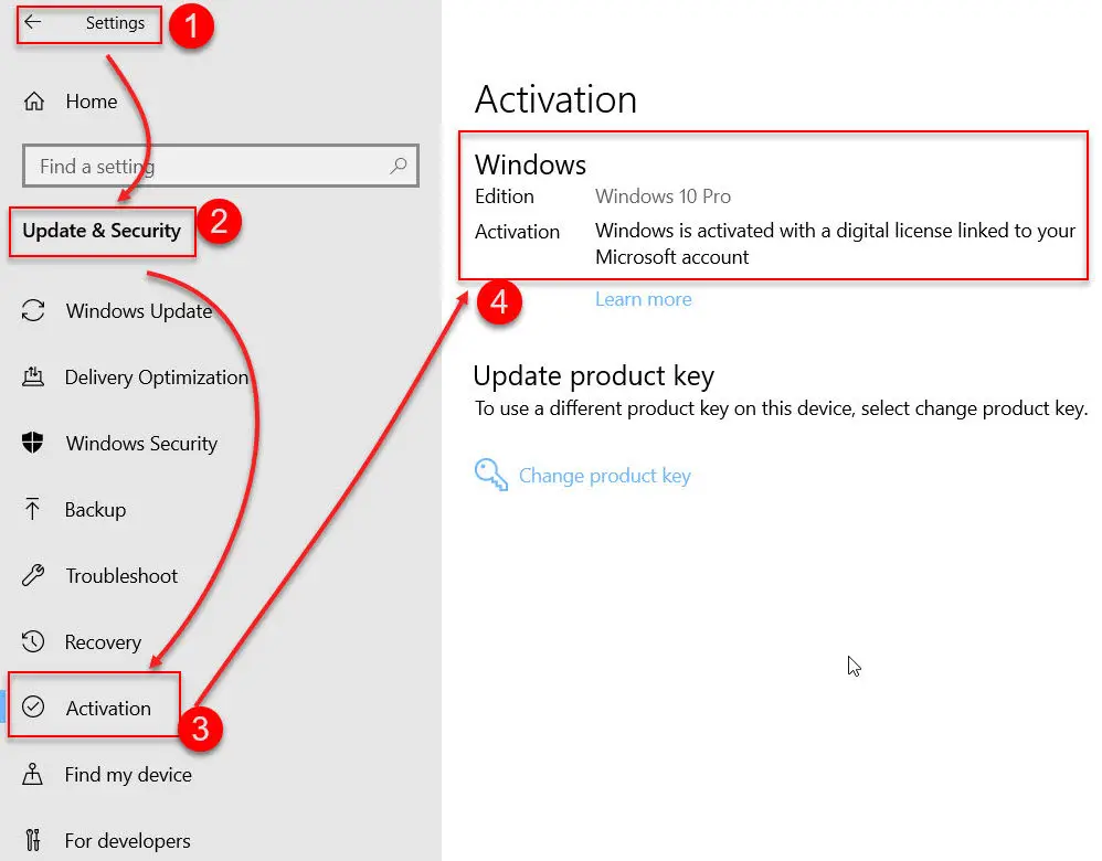 setări de activare Windows 10