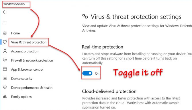 Windows Settings security