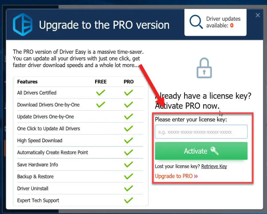 Activate Driver Easy Pro license