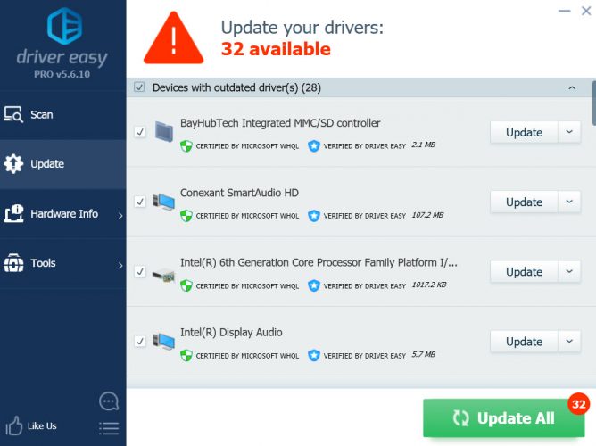 Driver updates available