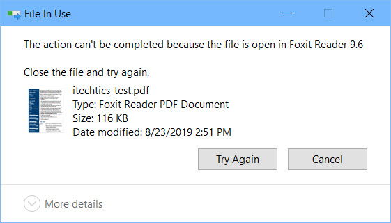 How To Delete, Move, or Rename Files In Use By Another Program 1 File is open in another program