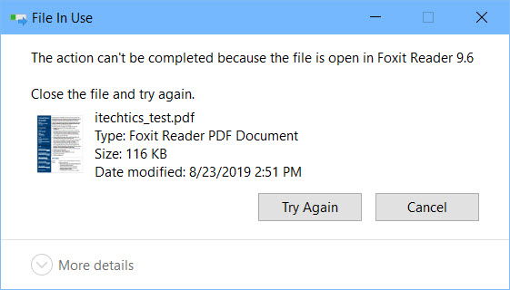 File is open in another program