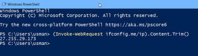 Get my IP using PowerShell