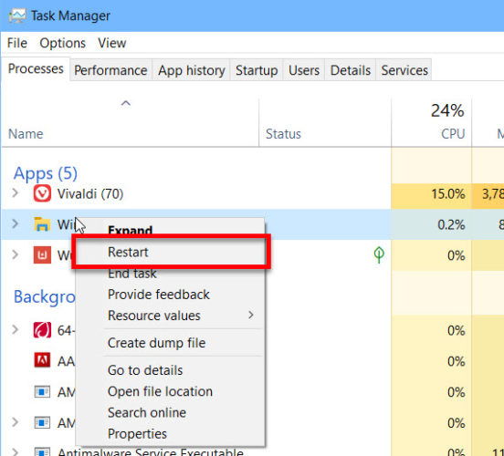 How To Delete, Move, or Rename Files In Use By Another Program 2 Restart Windows Explorer process