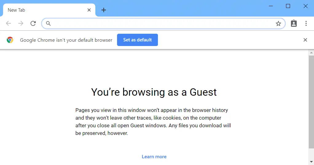 Google Chrome 77 in guest mode
