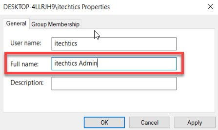 Change account name of a user