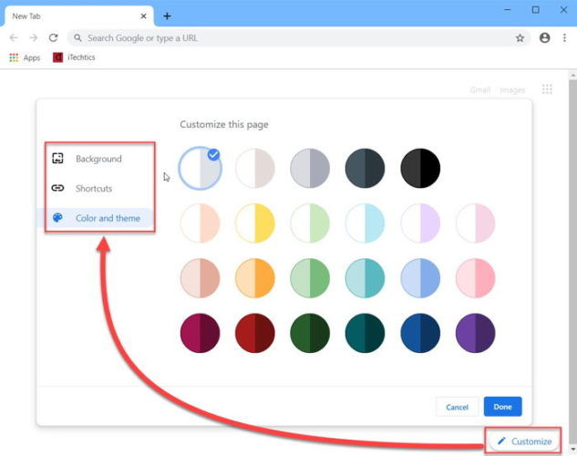 Download Google Chrome 78: New Tab Customization + Dark Mode For Websites 2 New tab customization panel in Chrome