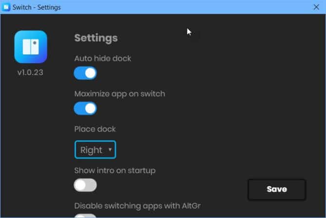 Switch settings Switch settings