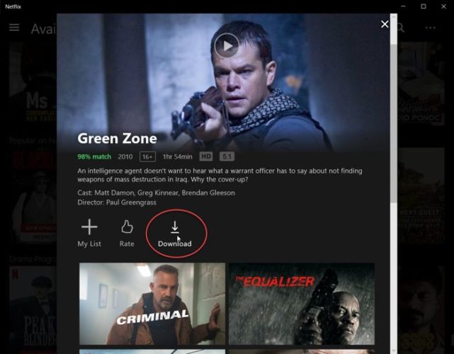 Downloading movies in Netflix