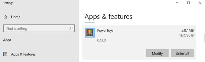 Uninstall PowerToys