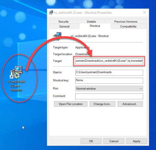 VC Redistributable silent install shortcut