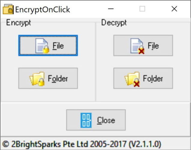 Easily Encrypt/Decrypt Files And Folders in Windows 10 Using EncryptOnClick 1 EncryptOnClick