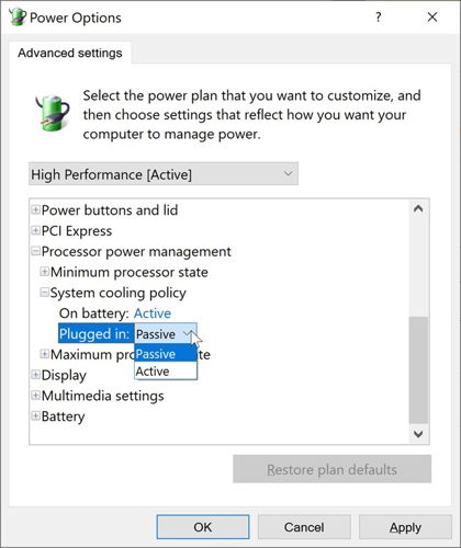 Setting System cooling policy