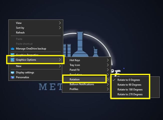 Graphics card options for screen rotation