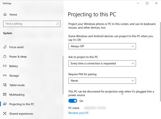 Projecting to this PC