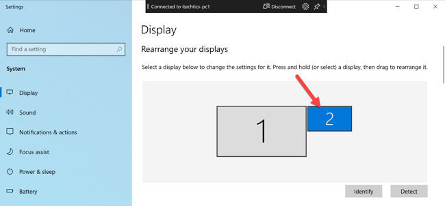 Select display 2 in rearrange displays