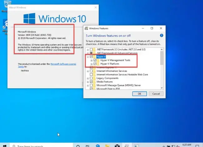 Hyper V enabled in Windows 10 Home system